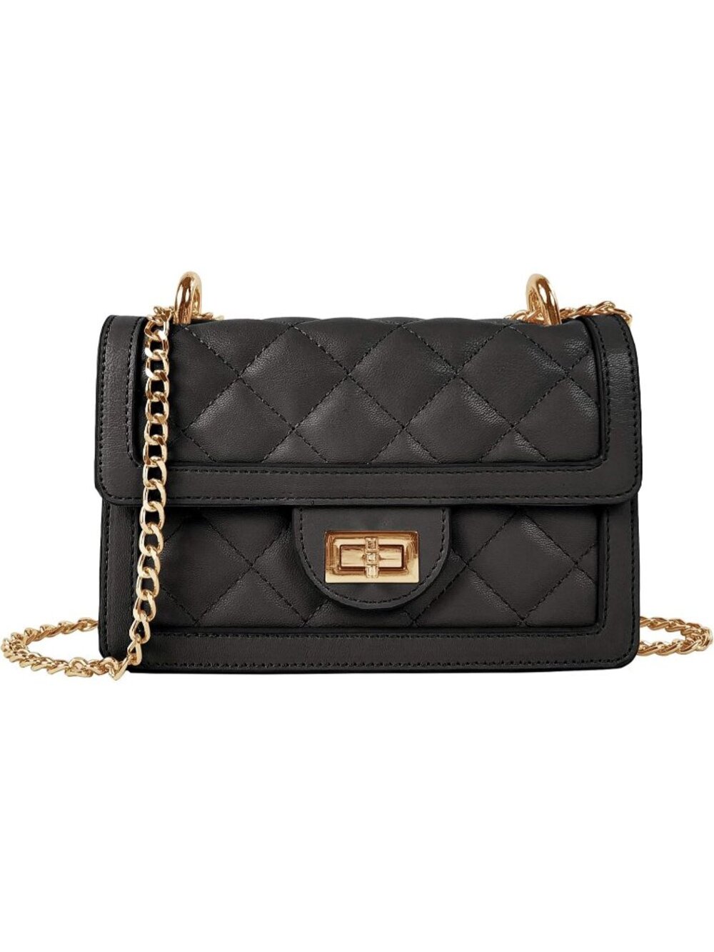 Women's Black Small Quilted Crossbody Bag Designer Mini Shoulder Purse